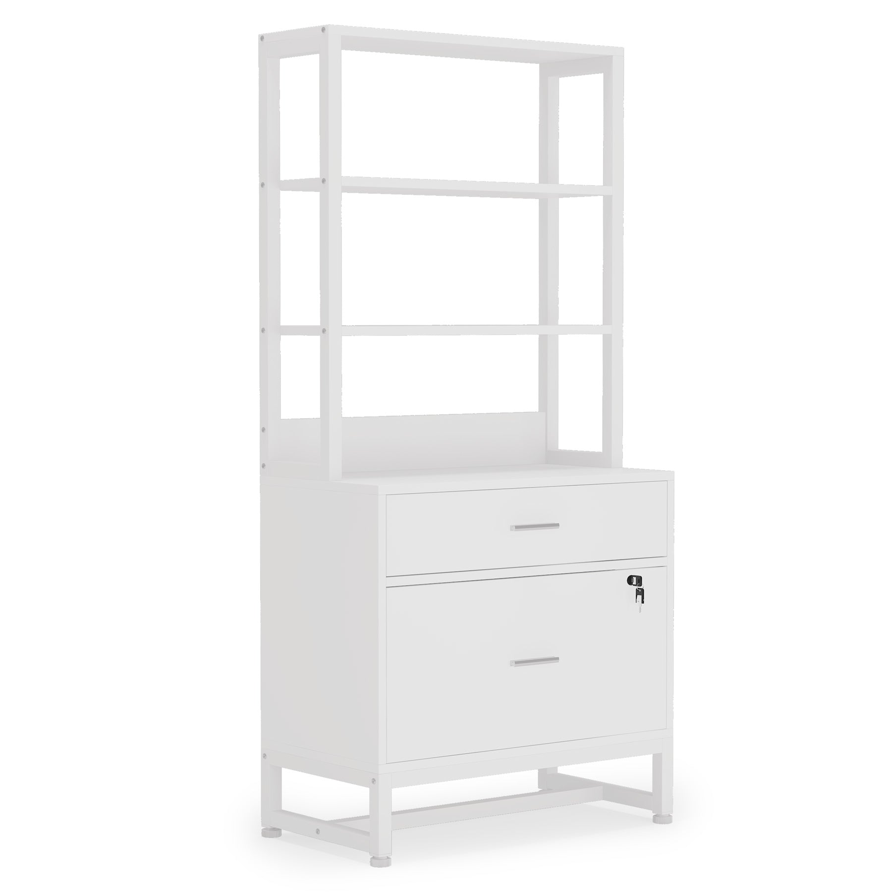 Vertical File Cabinet with 2 Drawers and Open Shelves - Thumbnail 3