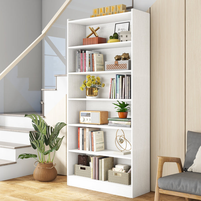 Wood Bookcase, 72" Tall Bookshelf with 6-Tier Open Storage Shelves Tribesigns