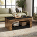 Wood Coffee Table, 2 - Tier Center Table Snack Table with Storage Tribesigns