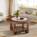 Wood Coffee Table, Round 2 - Tier Accent Center Table Tribesigns