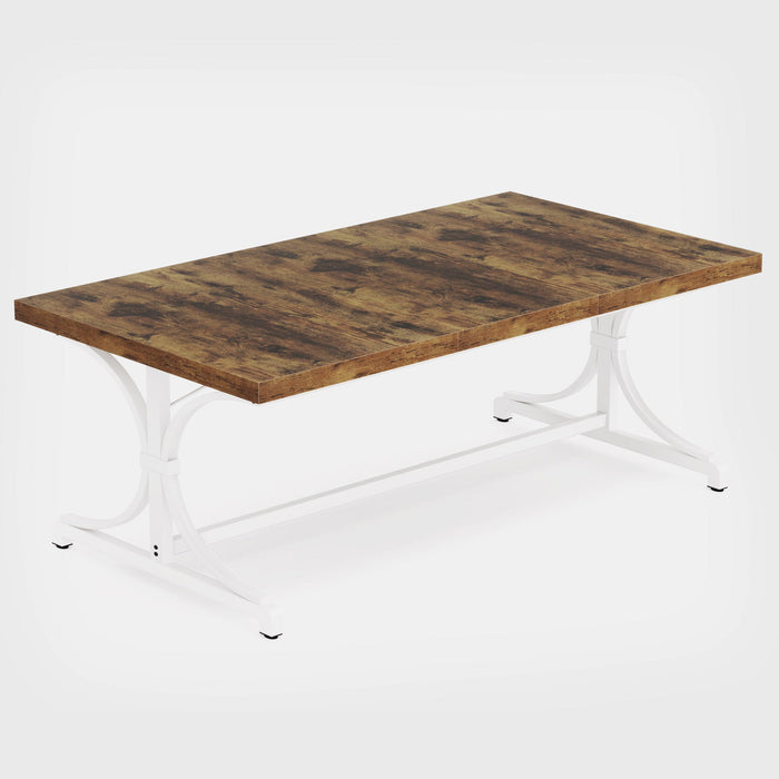 Wood Dining Table, 62.4" Sturdy Kitchen Table for Kitchen, Living Room Tribesigns