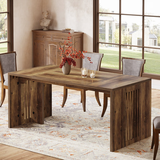 Wood Dining Table, 63" Rectangular Kitchen Dinner Table for 4 - 6 Tribesigns