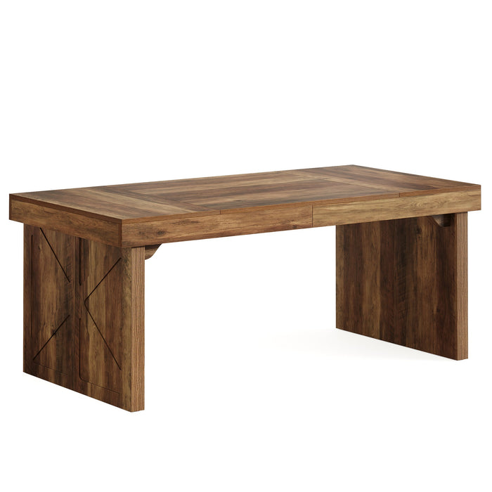 Wood Dining Table, 63" Rustic Rectangular Kitchen Table Tribesigns