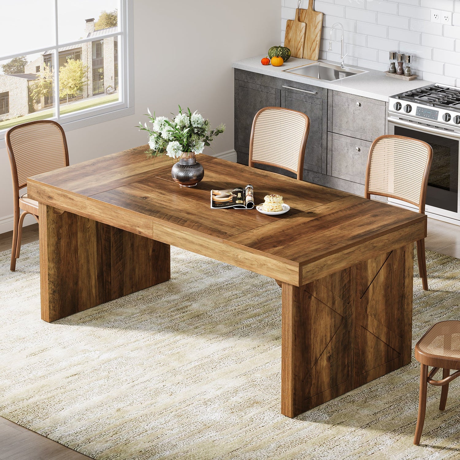 Tribesigns Wood Dining Table, 63
