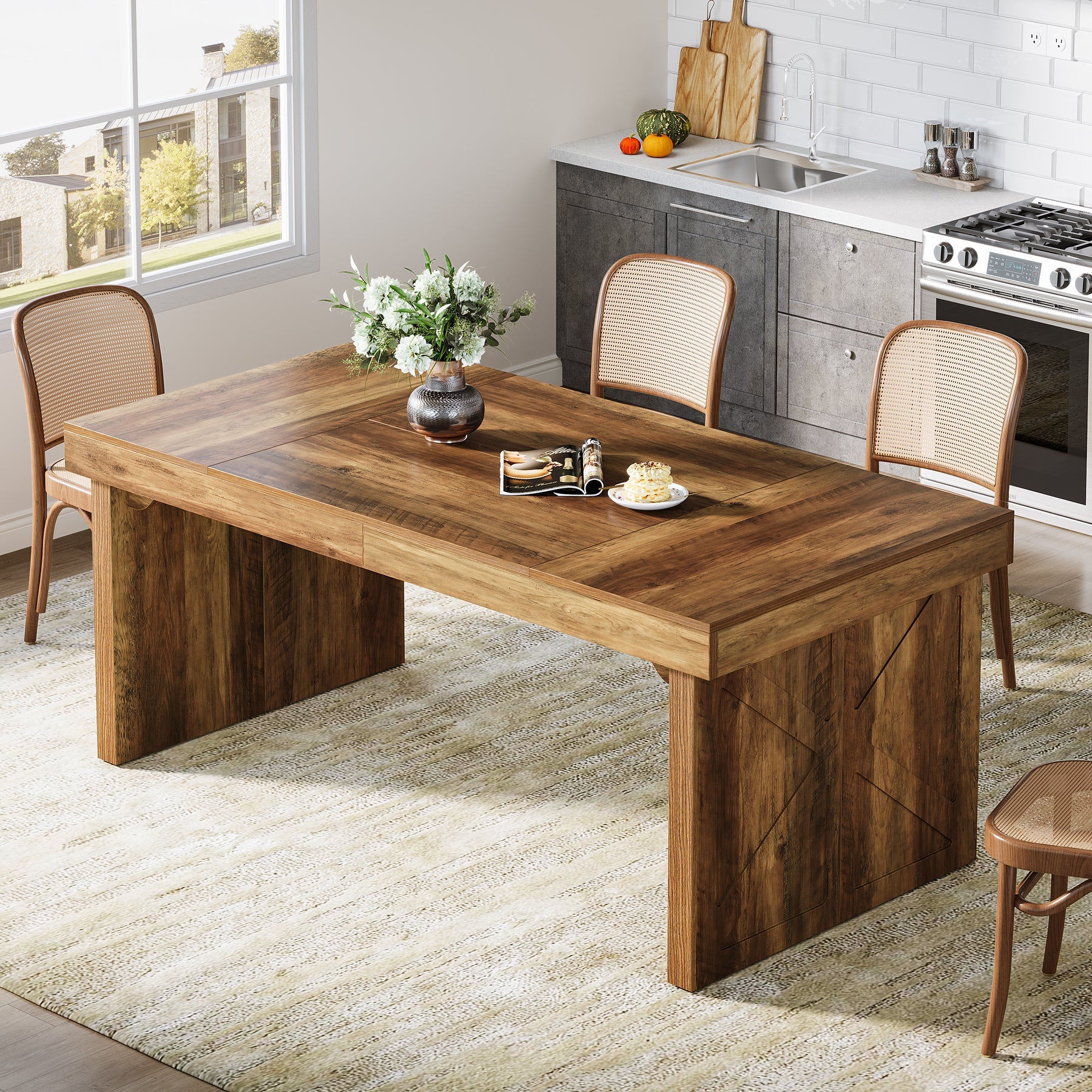 Tribesigns Wood Dining Table, 63