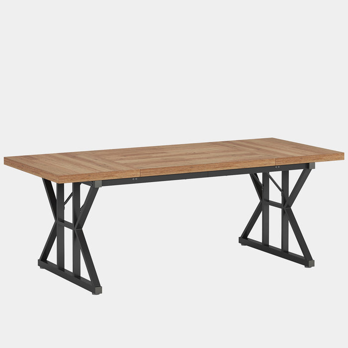 Wood Dining Table, Farmhouse 70.8" Kitchen Table for 6 People Tribesigns