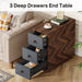 Wood End Table, 3 - Drawer Narrow Side Table Storage Cabinet Tribesigns