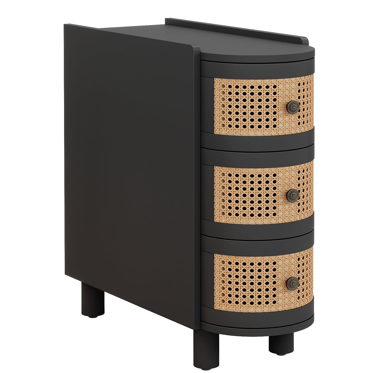 Tribesigns Wood End Table, 3-Drawer Side Table with 3 Rattan Drawers ...