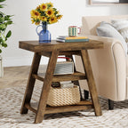 Farmhouse End Table, 3-Tier Sofa Side Table with Storage Shelf for Living Room
