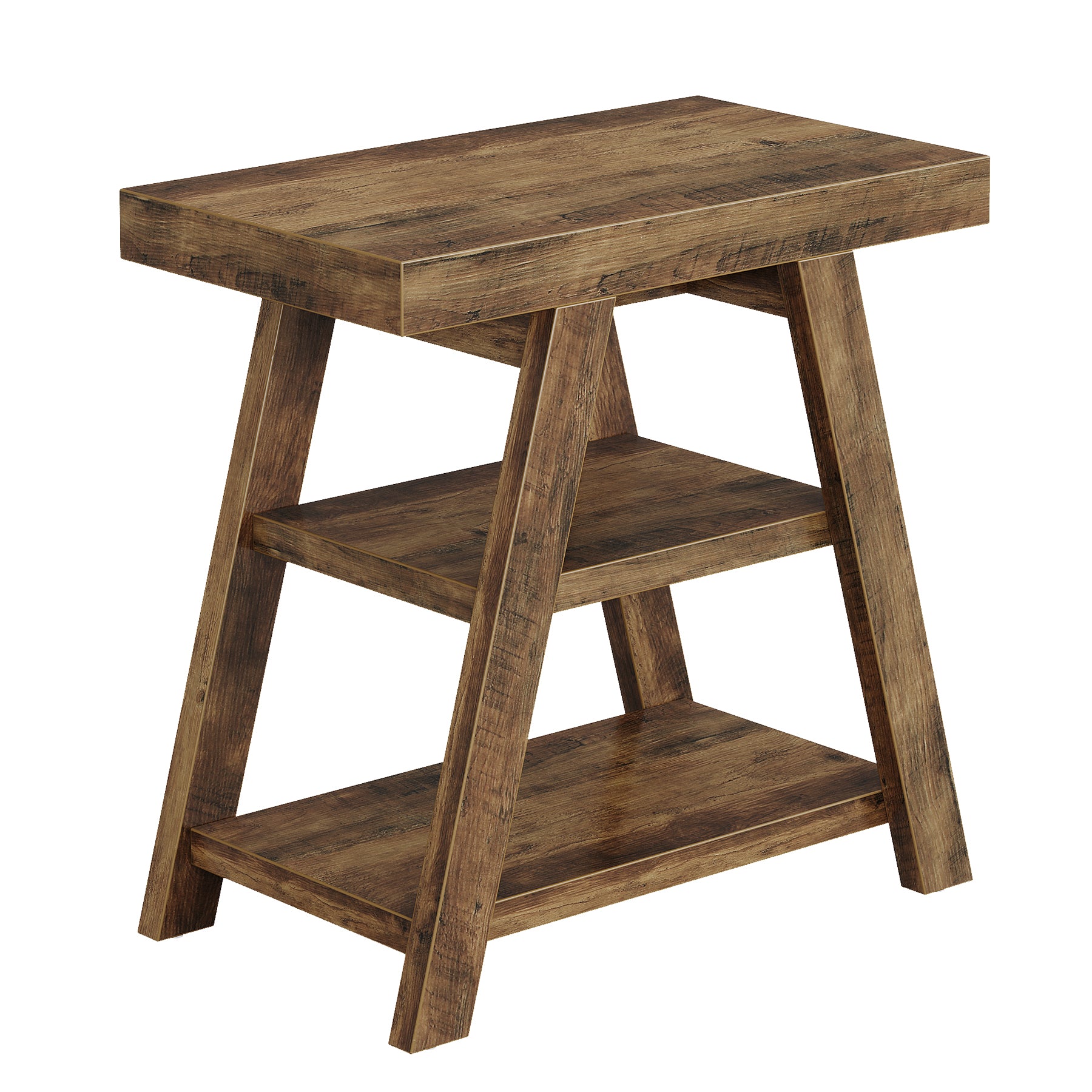 Farmhouse End Table, 3-Tier Sofa Side Table with Storage Shelf for Living Room