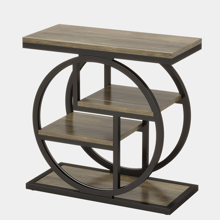 Wood End Table, 4 - Tier Side Table with Storage Shelves Tribesigns