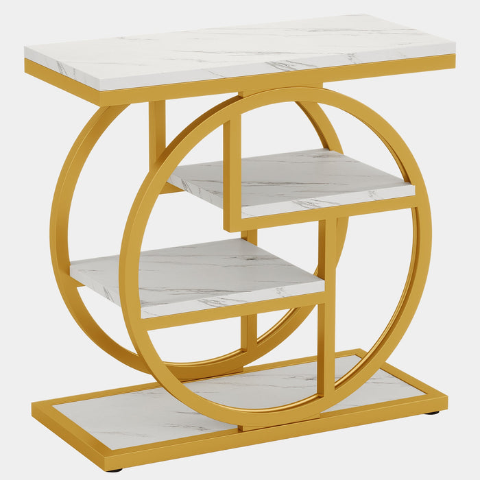 Wood End Table, 4 - Tier Side Table with Storage Shelves Tribesigns