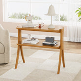 Wood End Table, Farmhouse Side Table with 2 - Tier Storage Shelf Tribesigns 3