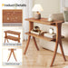 Wood End Table, Farmhouse Side Table with 2 - Tier Storage Shelf Tribesigns