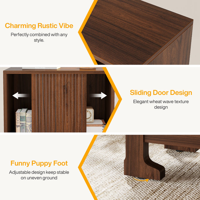 Wood End Table, Modern Side Table Nightstand with Storage Tribesigns