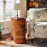 Wood End Table, Narrow Side Table Nightstand with 2 Drawers Tribesigns 3