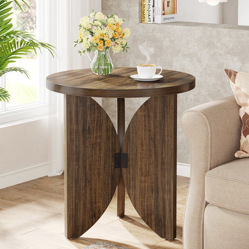 Wood End Table, Round Side Table Chairside Snack Table Tribesigns