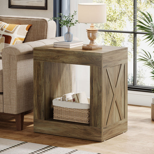 Wood End Table, Small Sofa Side Table With Storage Tribesigns