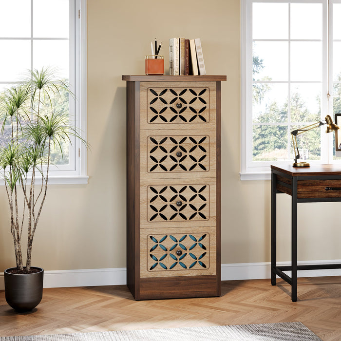 Wood File Cabinet, Vertical 4 - Drawer Filing Cabinet for A4/Letter Size Tribesigns