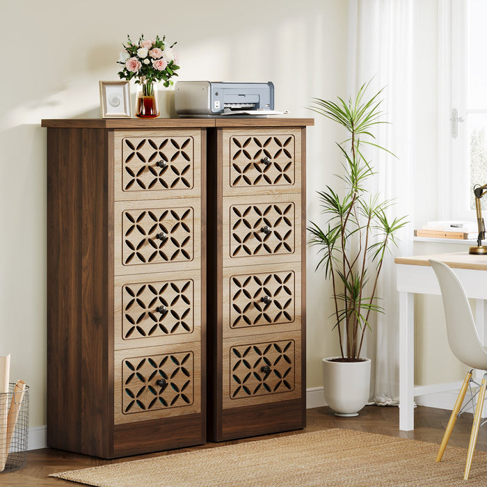 Wood File Cabinet, Vertical 4 - Drawer Filing Cabinet for A4/Letter Size Tribesigns