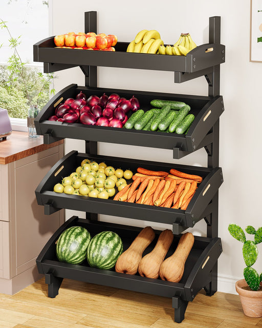 Wood Fruit Vegetable Rack Stand, 4 - Tier Storage Organizer Tribesigns