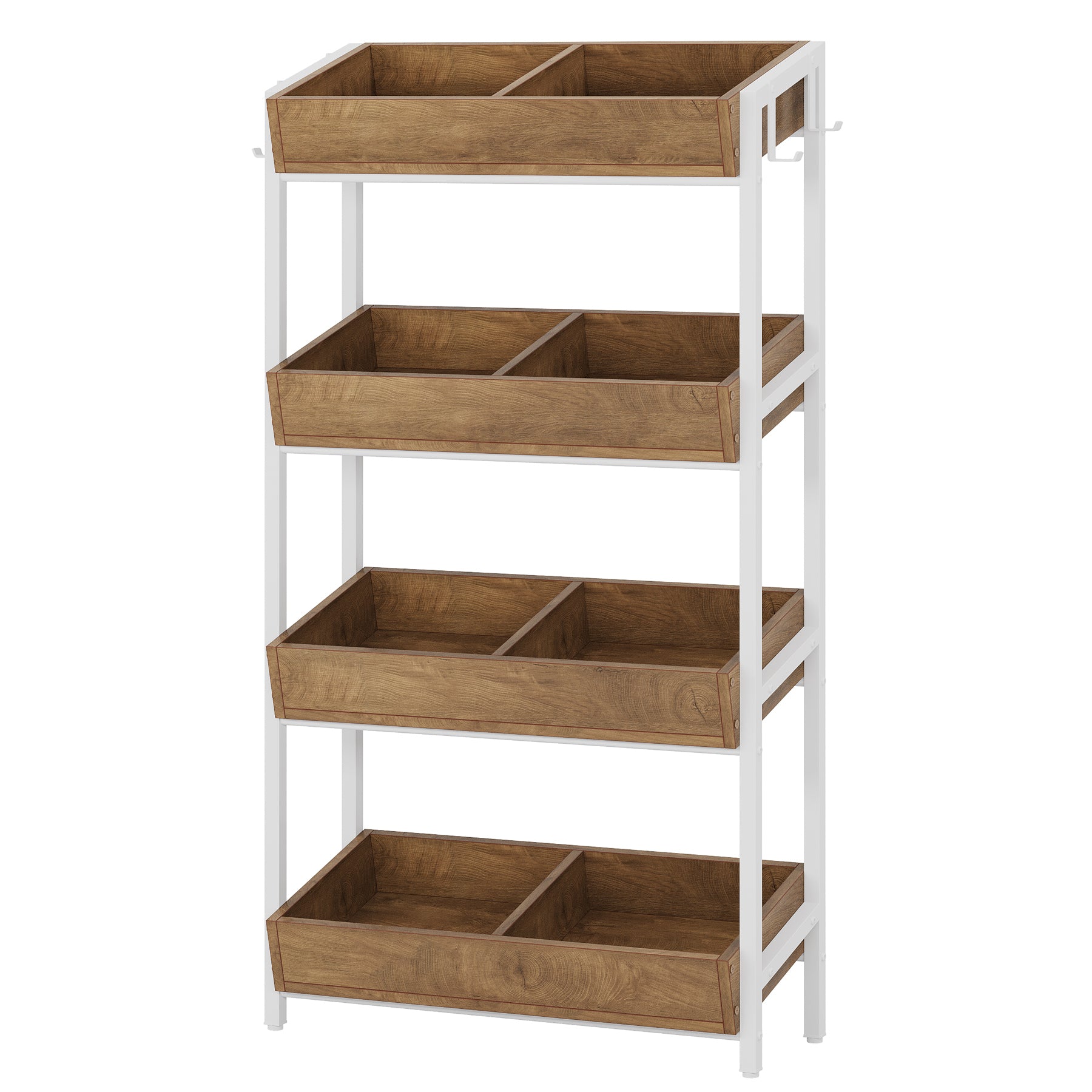 Wood Fruit Vegetable Storage Rack Stand, 4-Tier Storage Organizer