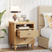 Wood Nightstand, 2 Drawers Sofa Side Table with Open Storage Space Tribesigns