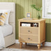 Wood Nightstand, 2 Drawers Sofa Side Table with Open Storage Space Tribesigns