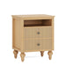 Wood Nightstand, 2 Drawers Sofa Side Table with Open Storage Space Tribesigns