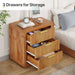 Wood Nightstand, 3 - Drawer Storage Cabinet End Table Tribesigns