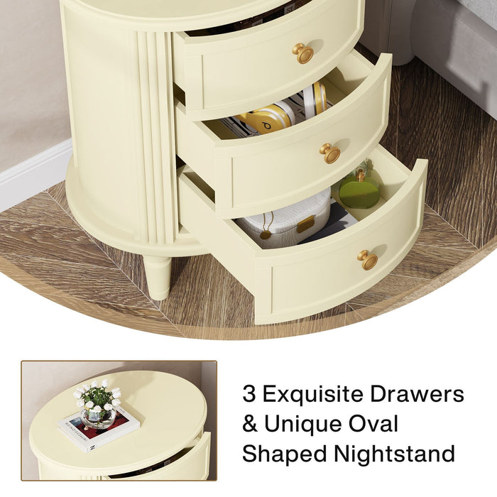 Wood Nightstand Bedside Table with 3 Drawers & Solid Wood Legs Tribesigns