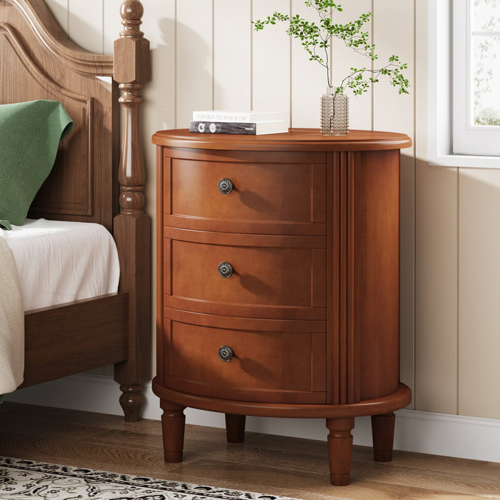 Wood Nightstand Bedside Table with 3 Drawers & Solid Wood Legs Tribesigns