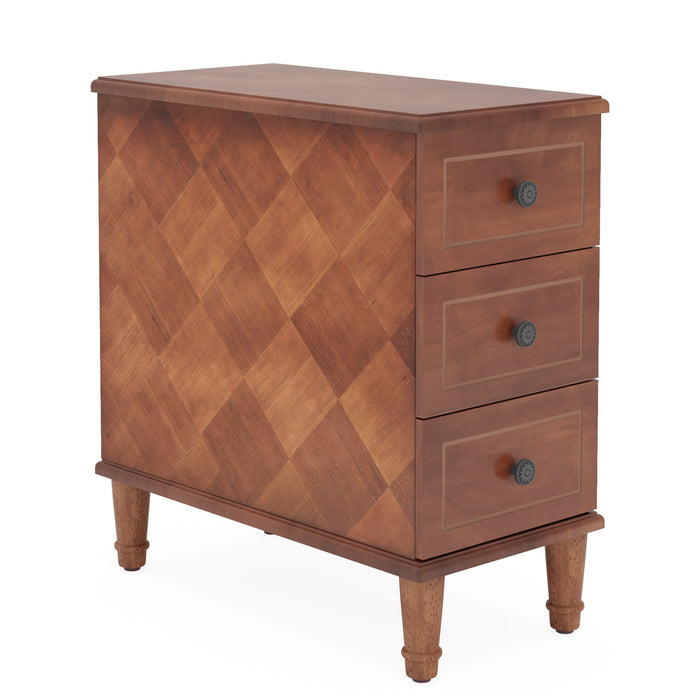 Wood Nightstand, Fully Assembled Narrow Side Table with 3 Drawers Tribesigns