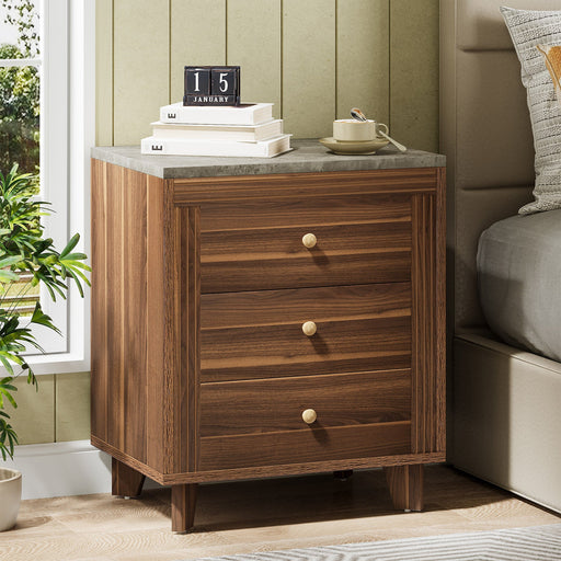 Wood Nightstand, Sofa Side End Table with Storage Drawers Tribesigns