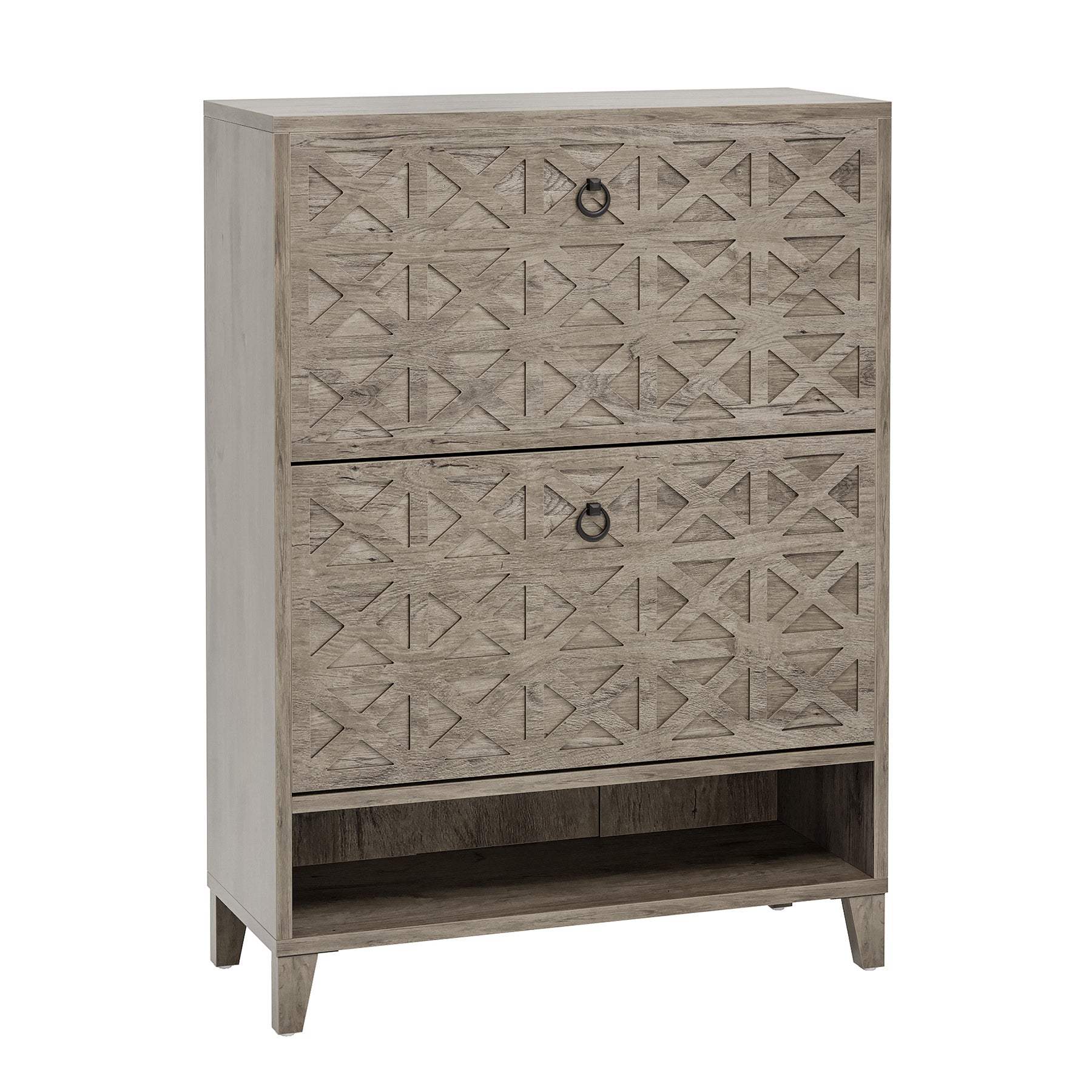 Wood Shoe Cabinet with 2 Flip Drawers