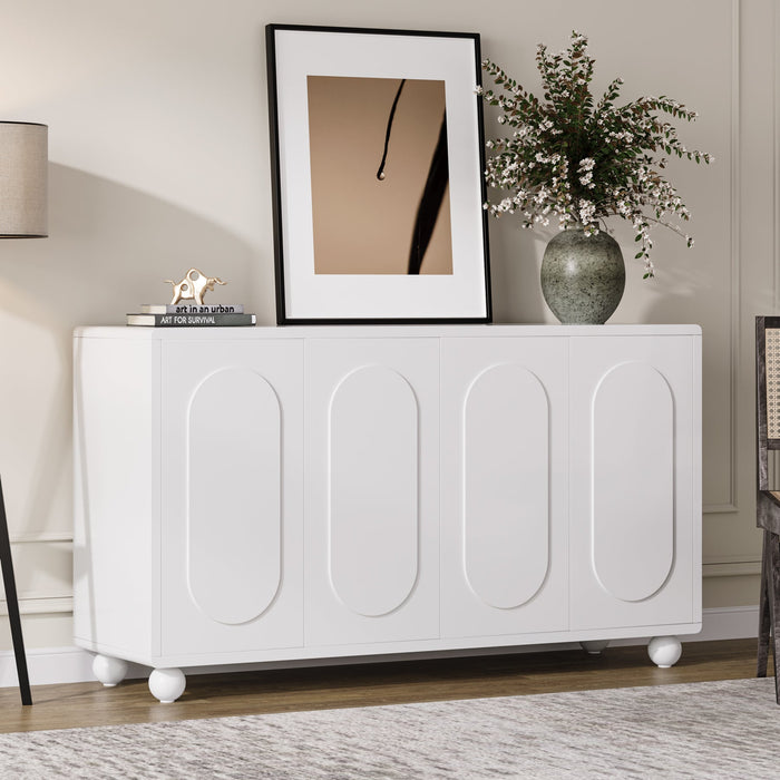 Wood Sideboard Cabinet, Buffet Storage Cabinet with 4 Doors Tribesigns