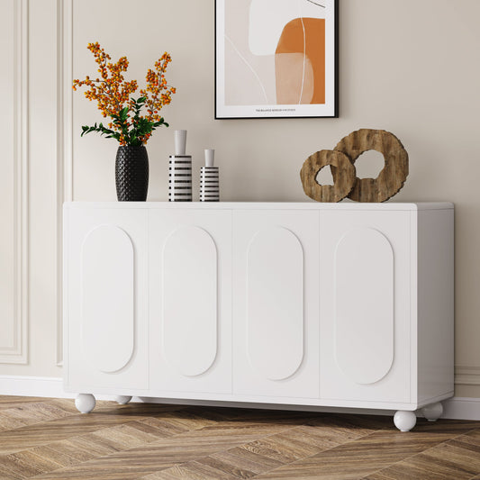 Wood Sideboard Cabinet, Buffet Storage Cabinet with 4 Doors Tribesigns