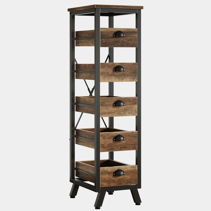 Wood Storage Rack, 5 - Tier Fruit and Vegetable Basket Snack Stand Tribesigns