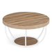 Wooden Coffee Table, 2 - Tier Round Central Cocktail Table with Shelves Tribesigns