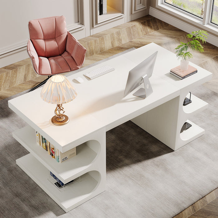 Wooden Executive Desk, Large Computer Desk for Home Office Tribesigns