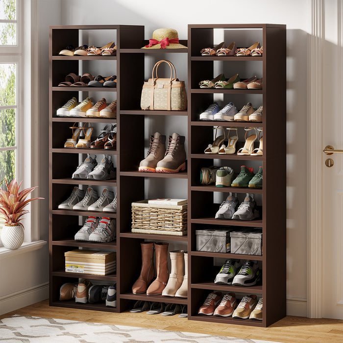 Wooden Shoe Rack, Freestanding Shoe Organizer with 23 Storage Shelves Tribesigns