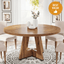 47 Inch Round Dining Table, Farmhouse Kitchen Table for 4-6#Color_Retro Brown