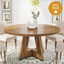 47 Inch Round Dining Table, Farmhouse Kitchen Table for 4-6#Color_Retro Brown