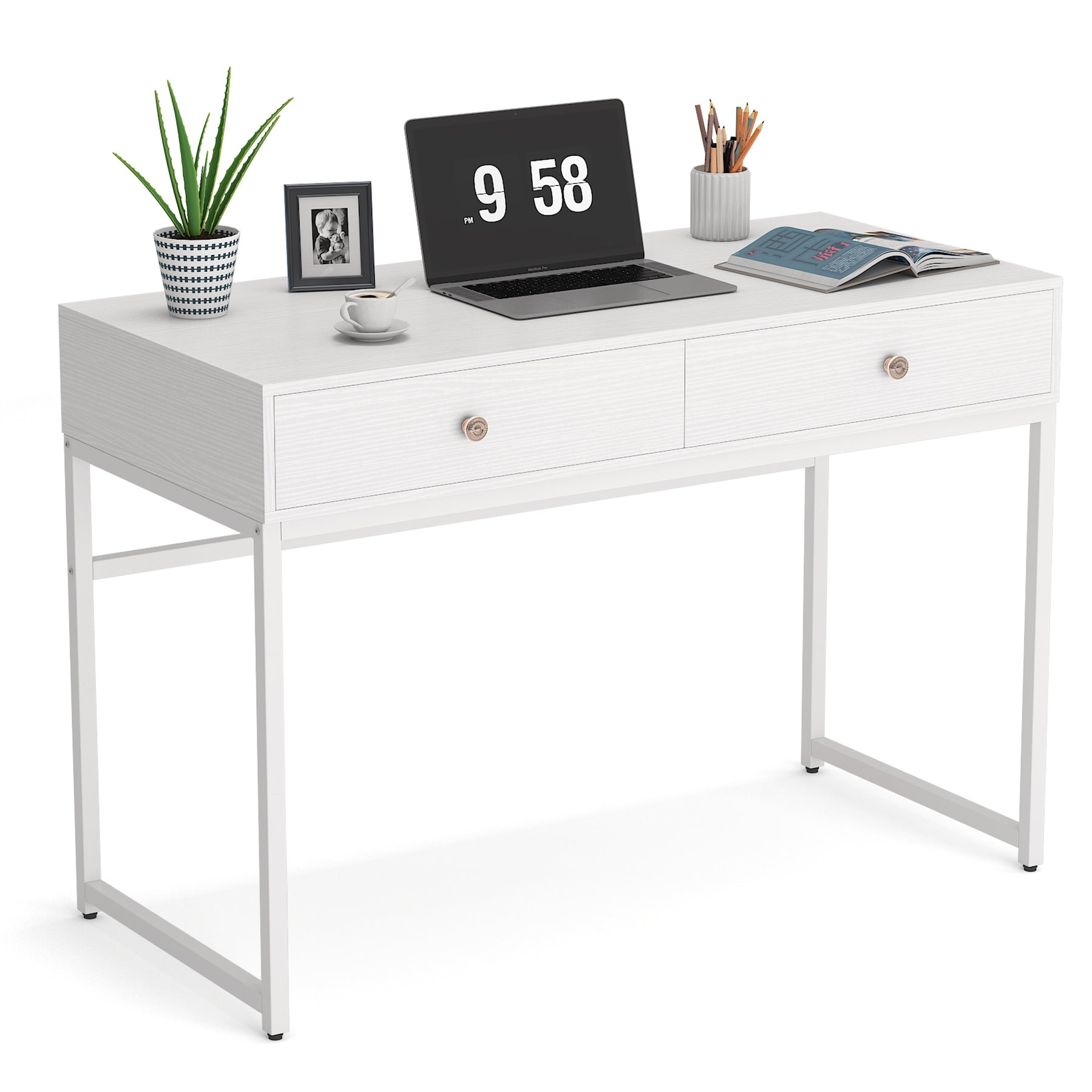 Tribesigns Computer Desk with 2 Drawers Multifunctional Study Writing Desk