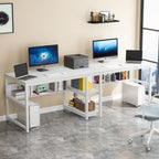 Tribesigns Tribesigns Two Person Desk, Computer Desk Double Workstation with Shelves