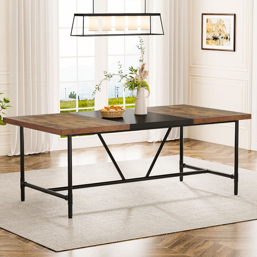 Rectangle Dining Table, Industrial Breakfast Dinner Table for 6-8 people Tribesigns