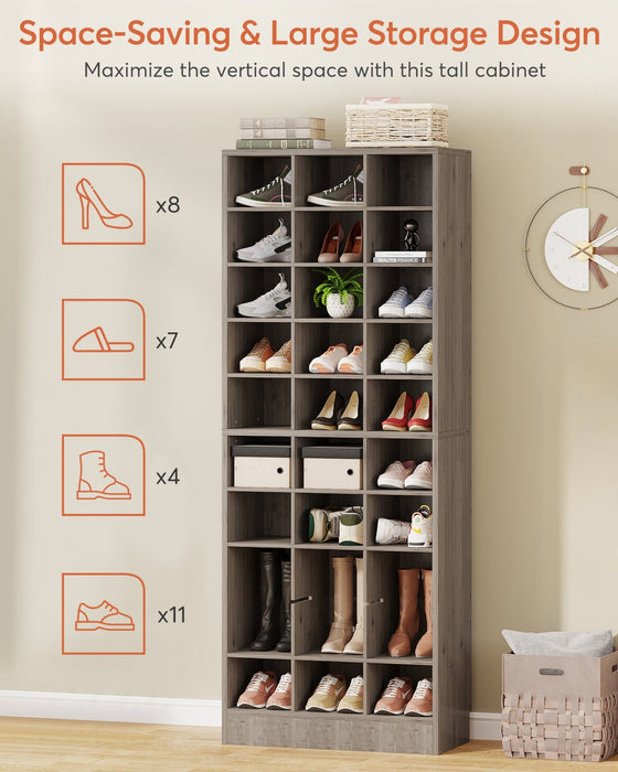 10-Tier Shoe Cabinet, Wooden Shoe Storage Rack with 30 Cubbies Tribesigns