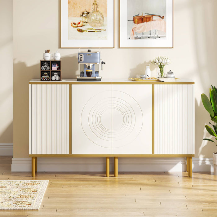 Sideboard Buffet, Mid-Century Accent Cabinet with Adjustable Shelf Tribesigns