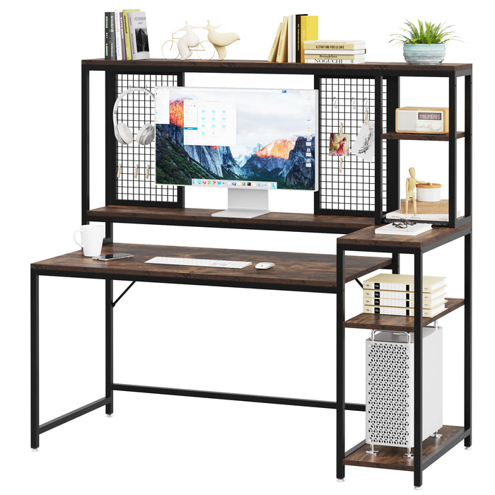Tribesigns Computer Desk, 59" Gaming Desk with Monitor Stand & Storage Shelves Tribesigns