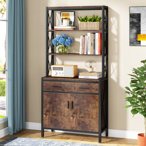 Tribesigns Bookshelf, 4-Tier Etagere Bookcase with Drawer & Cabinet Tribesigns